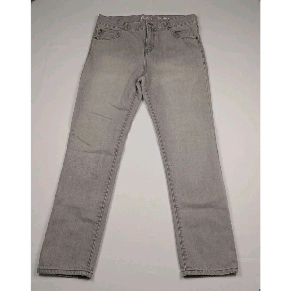 Childrens Place PLACE Mens Boys Size 12 Husky Gray Skinny Leg Denim Jeans